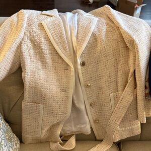 Ted Baker Cream Tweed women’s Blazer with Contrast Trim size 6 (equates to 14/16